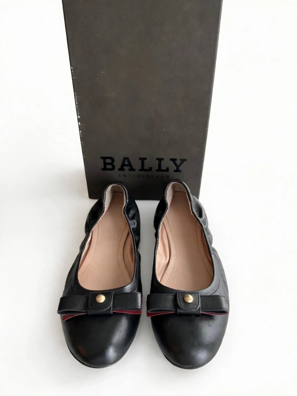 Bally Toraja Black Leather Ballet Flats Bow US 7 EU 37.5 | Original Box